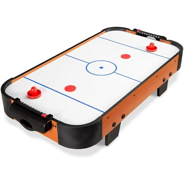 Best Choice Products 40in Air Hockey Arcade Table w/ 100V Motor, Electric Fan, 2 Strikers, 2 Pucks - Light Brown