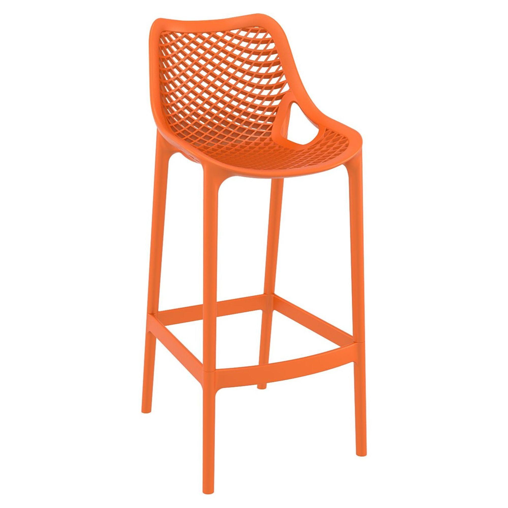 41.25" Orange Polypropylene Outdoor Patio Bar Stool