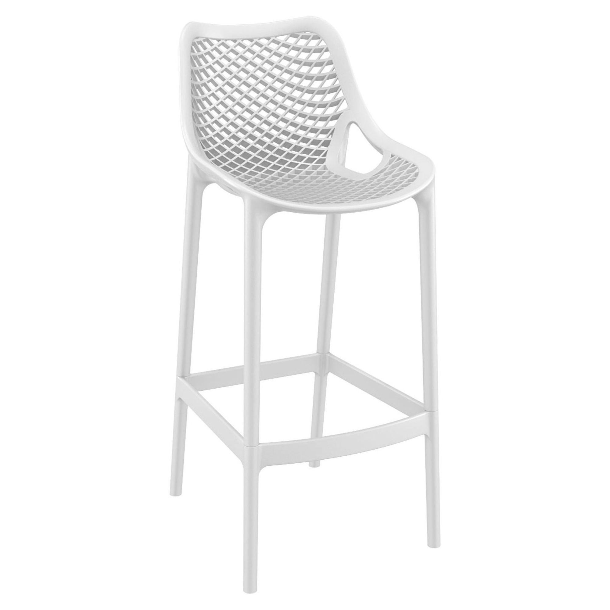 Elegant 41.25" White Polypropylene Outdoor Bar Stool