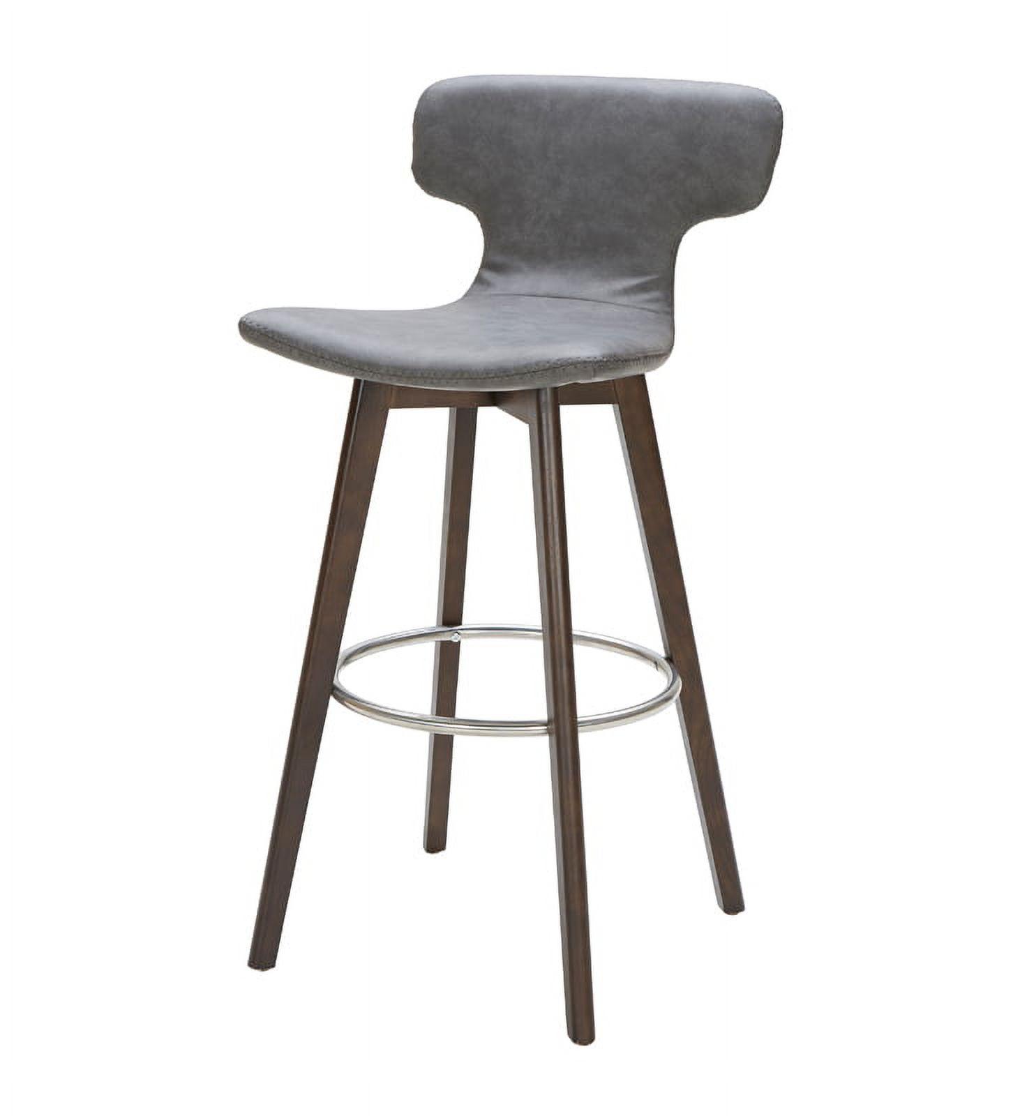 41" Dark Grey Eco Leather  Steel  And Wood Bar Stool