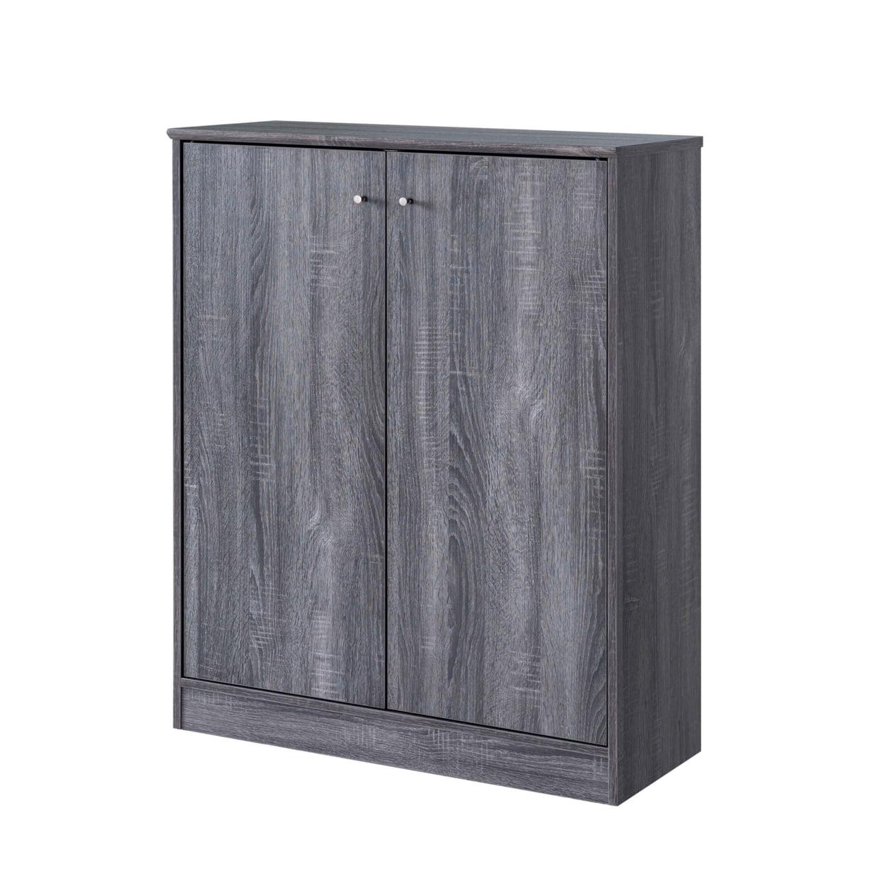 Distressed Gray 41 Inch Wooden Shoe Cabinet with 2 Doors