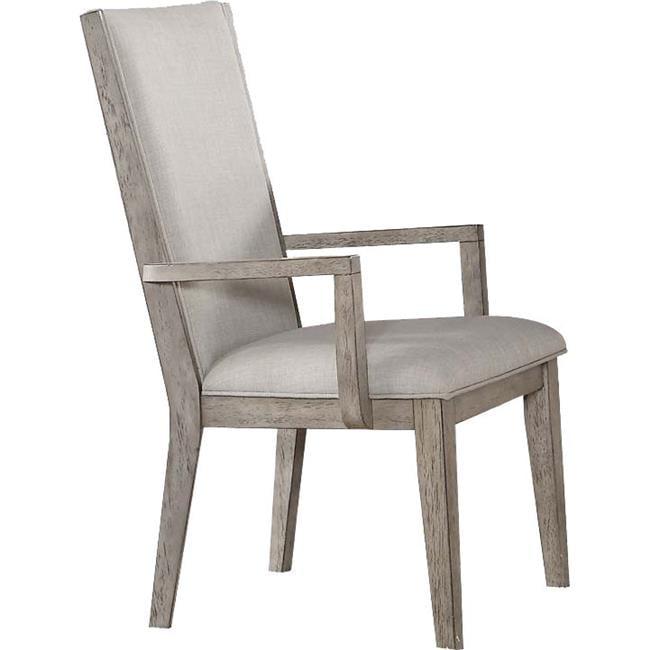 Set Of 2 Fabric Arm Chair, Gray Oak Fabric Upholstered Armchair