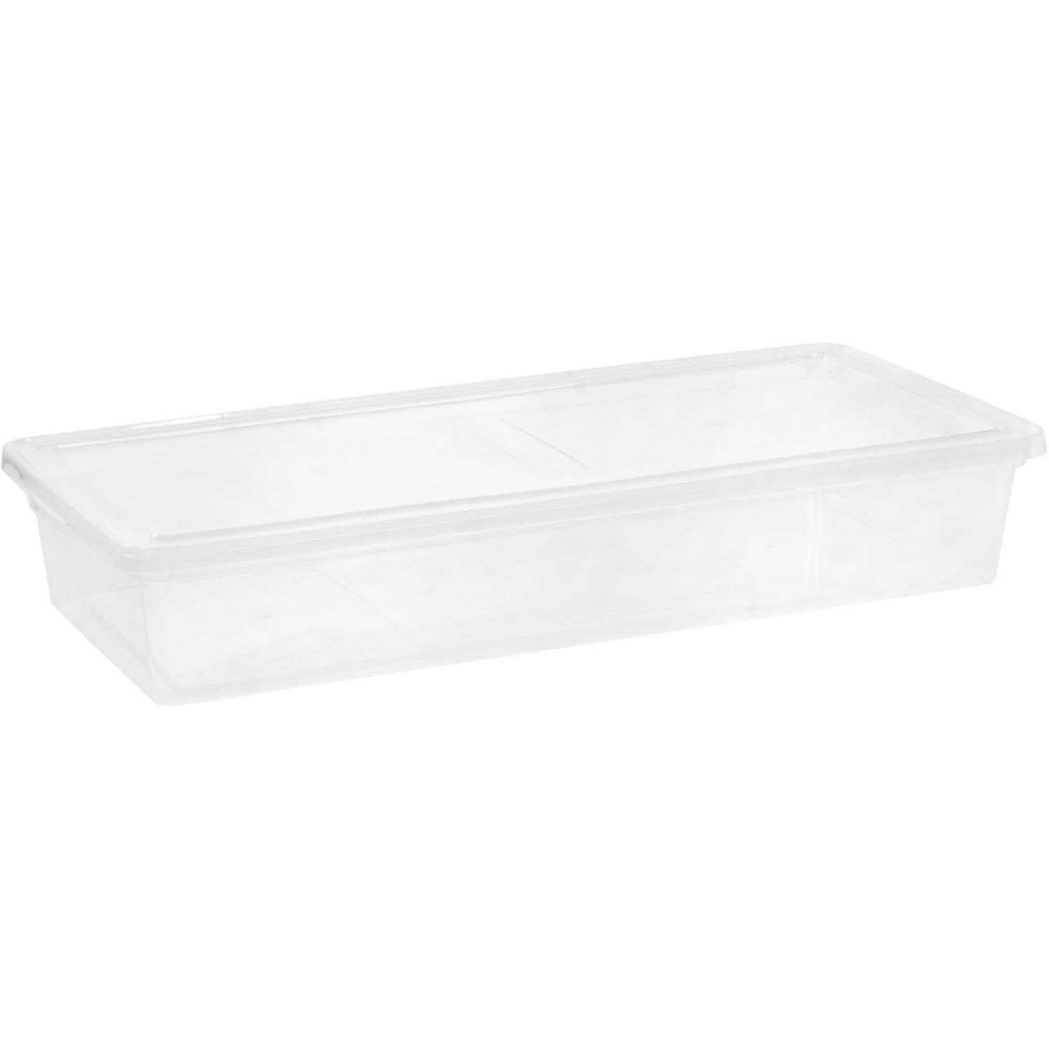 Clear 41 Quart Stackable Plastic Under-Bed Storage Box