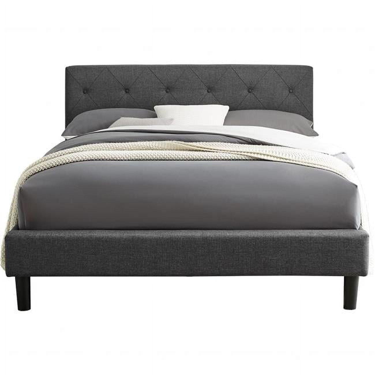 Camden Isle Monticello Platform Bed | Diamond Tufted Headboard | King, Gray