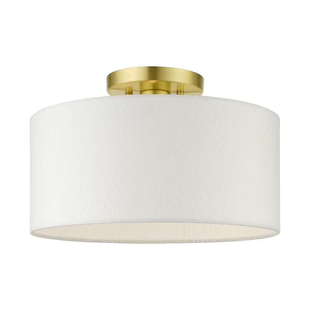 Meridian Satin Brass 13" Drum LED Semi-Flush Mount