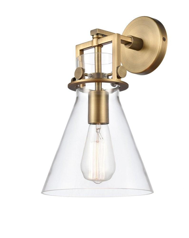 Newton 14" Brushed Brass Wall Sconce with Clear Glass Shade