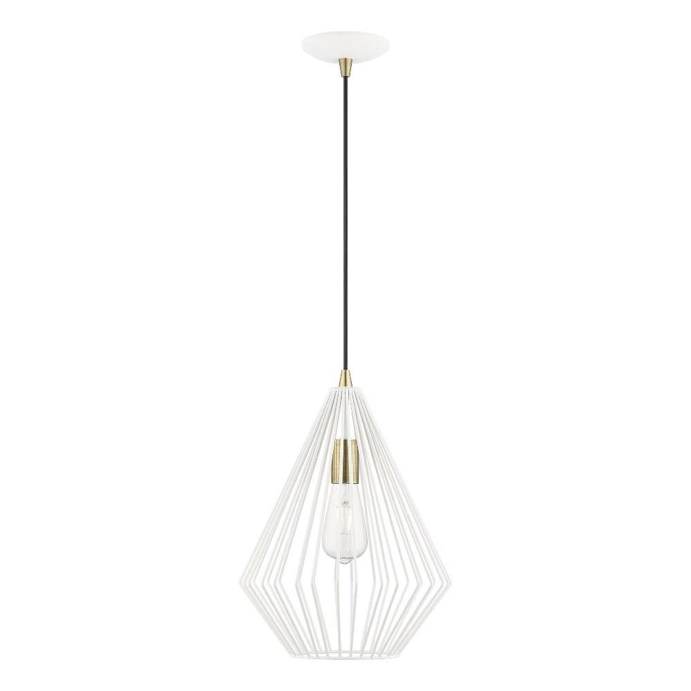 Linz Textured White and Antique Brass 1-Light Island Pendant