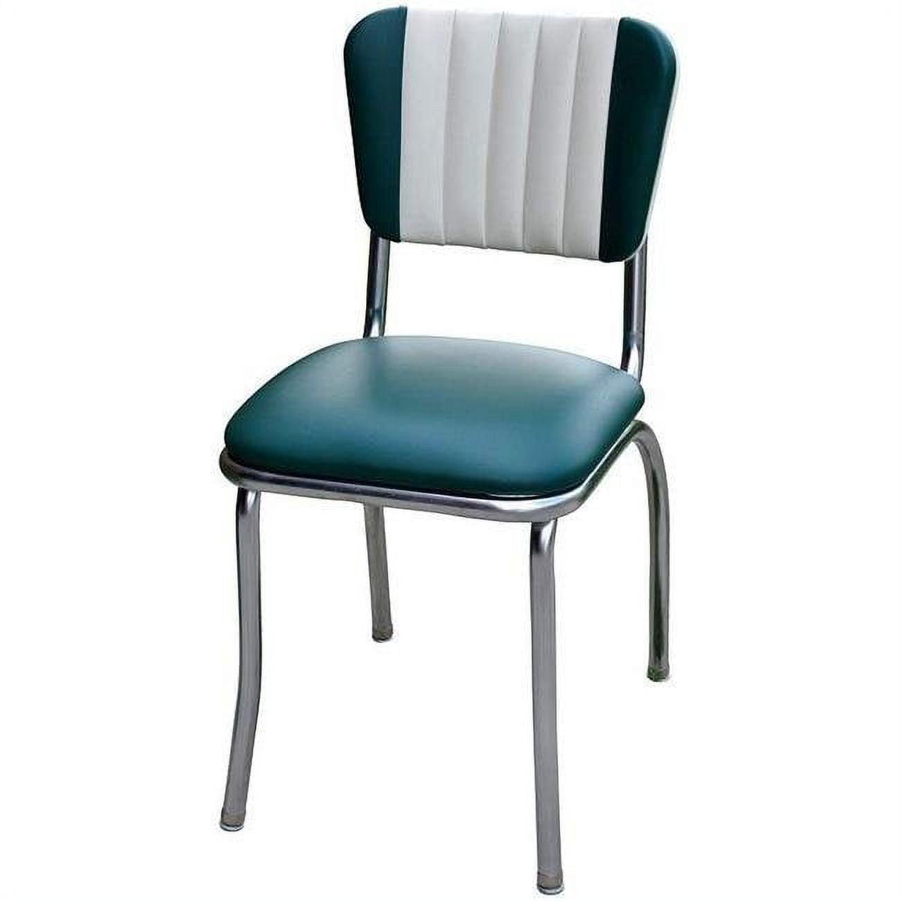 Emerald Haven Vinyl Upholstered Side Chair with Chrome Metal Legs