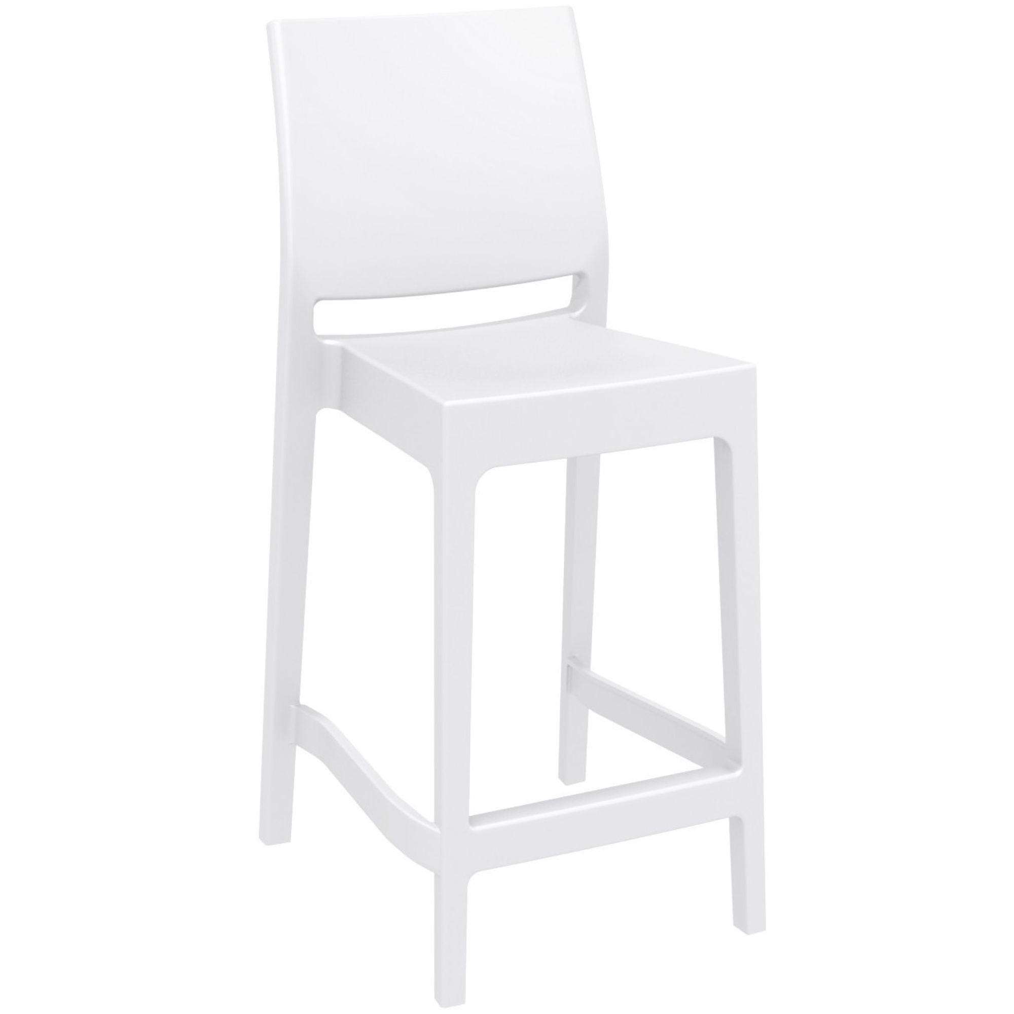 Elysian 42.5" White Weather-Resistant Resin Patio Bar Stool