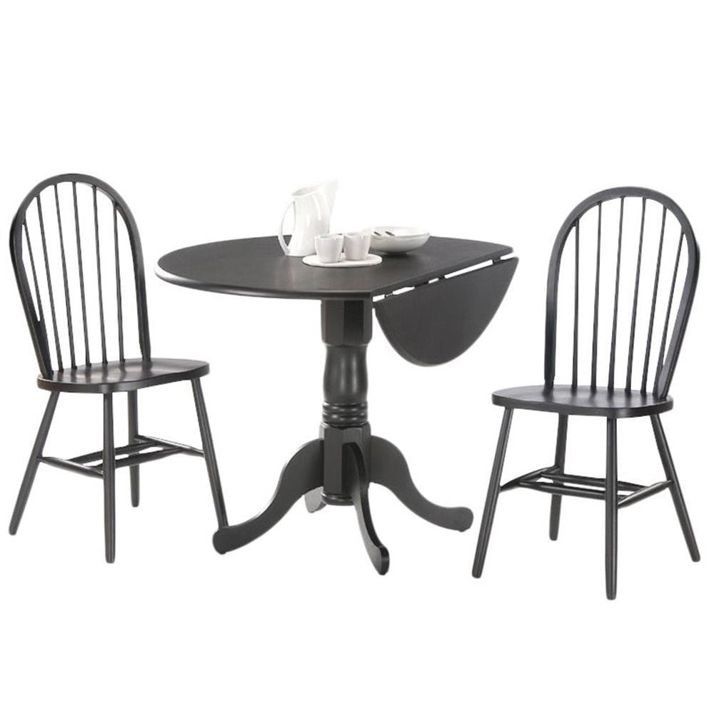 Set of 3 pcs - 42 in. Dual Drop Leaf Table with 2 Windsor Chairs