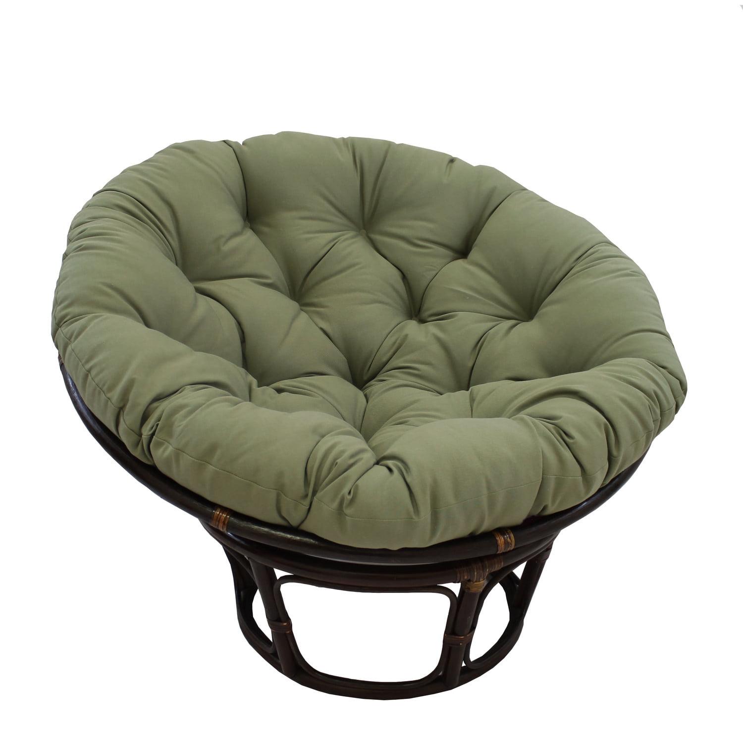 42" Rattan Papasan Chair with Solid Twill Cushion - International Caravan