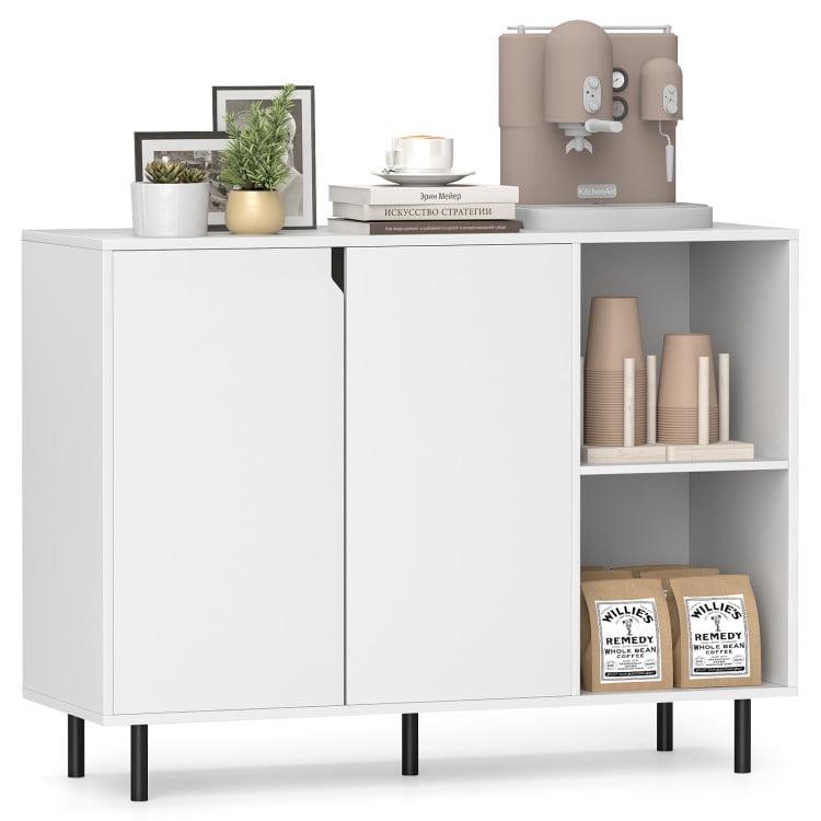 Resenkos Sideboard Buffet Cabinet,Kitchen Storage Cabinet,42 Inch Sideboard Buffet Cabinet Kitchen with Adjustable Shelves-White