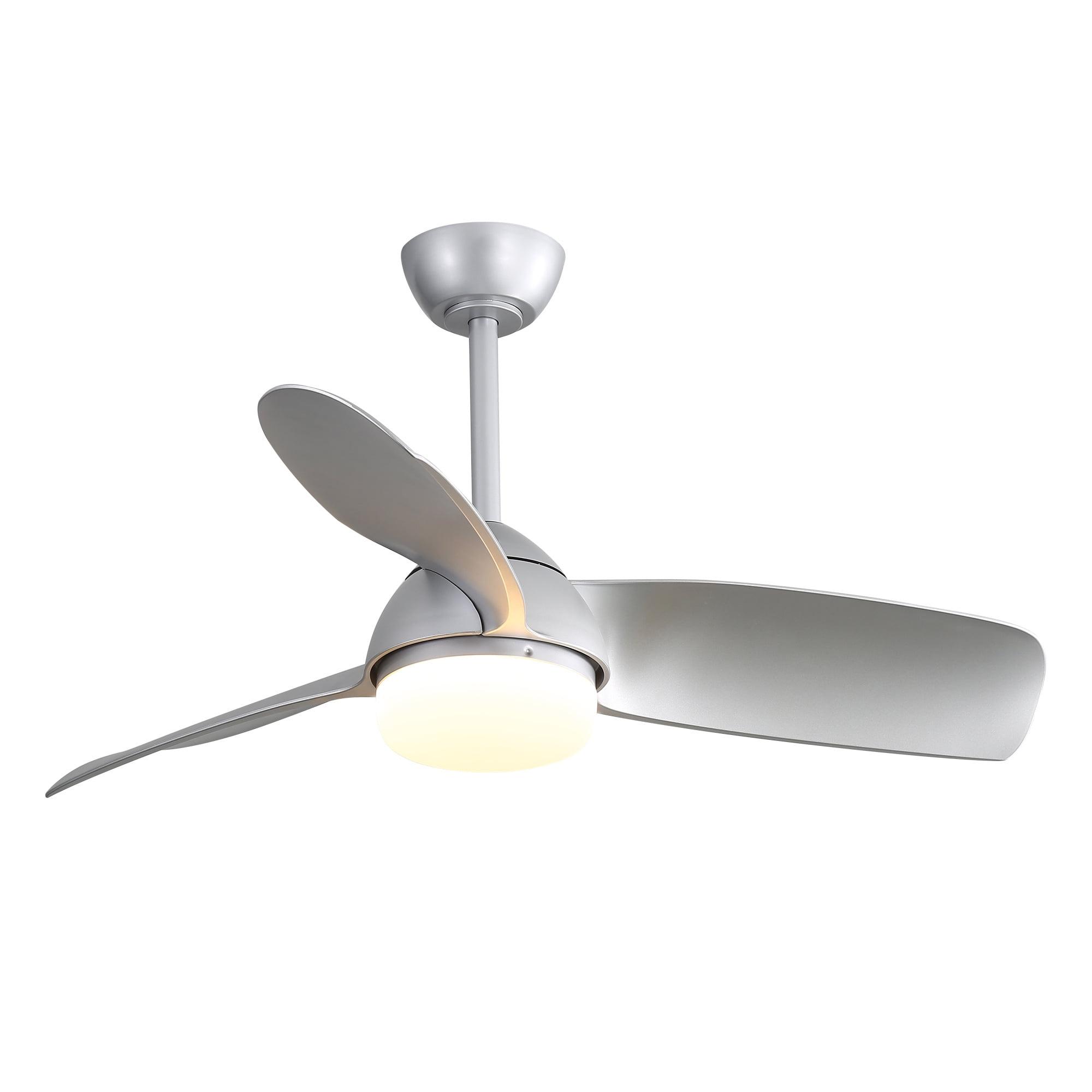 Silver 42-Inch ABS Ceiling Fan with LED Light and Remote