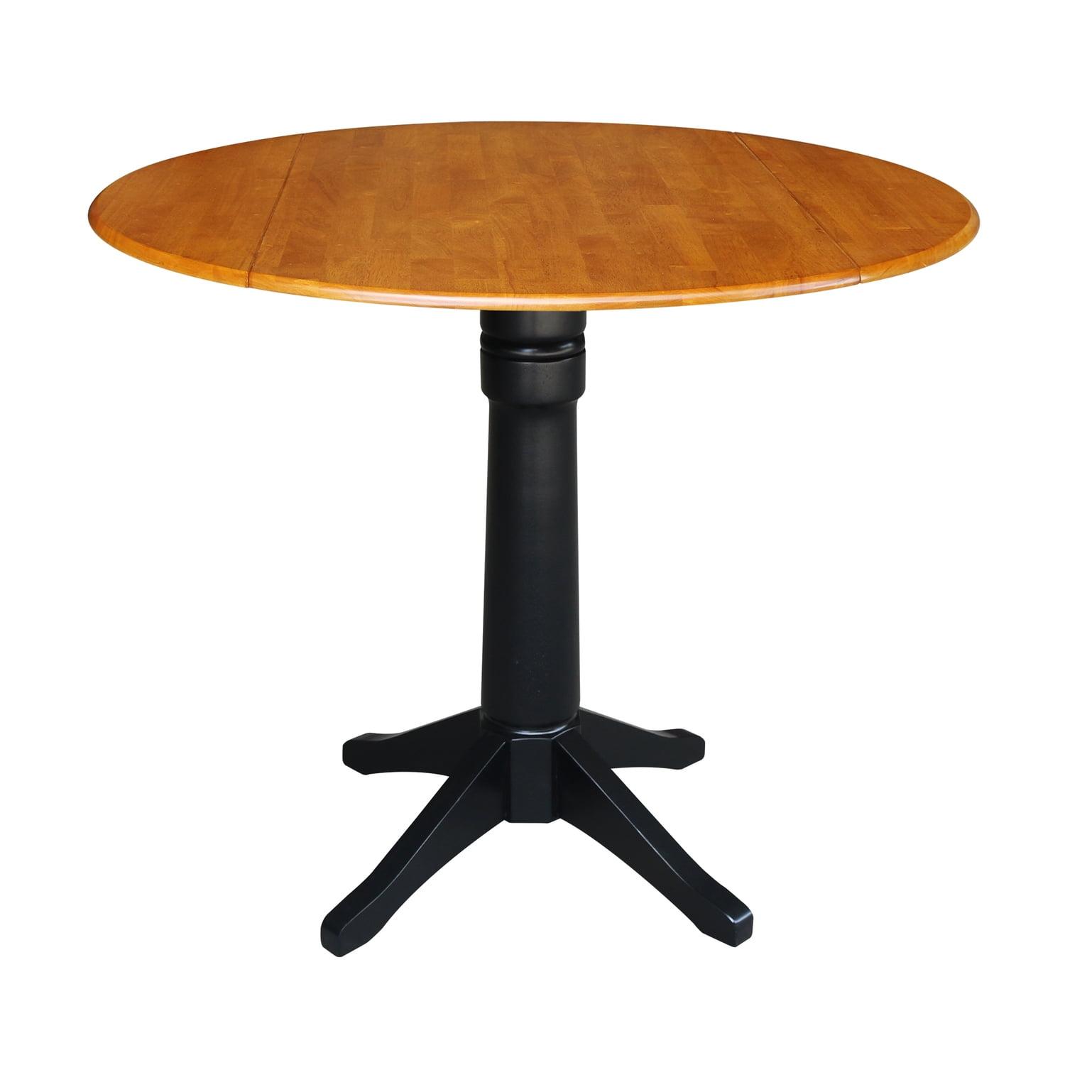 42" Round Dual Drop Leaf Pedestal Table - 36.3"H  Black Cherry