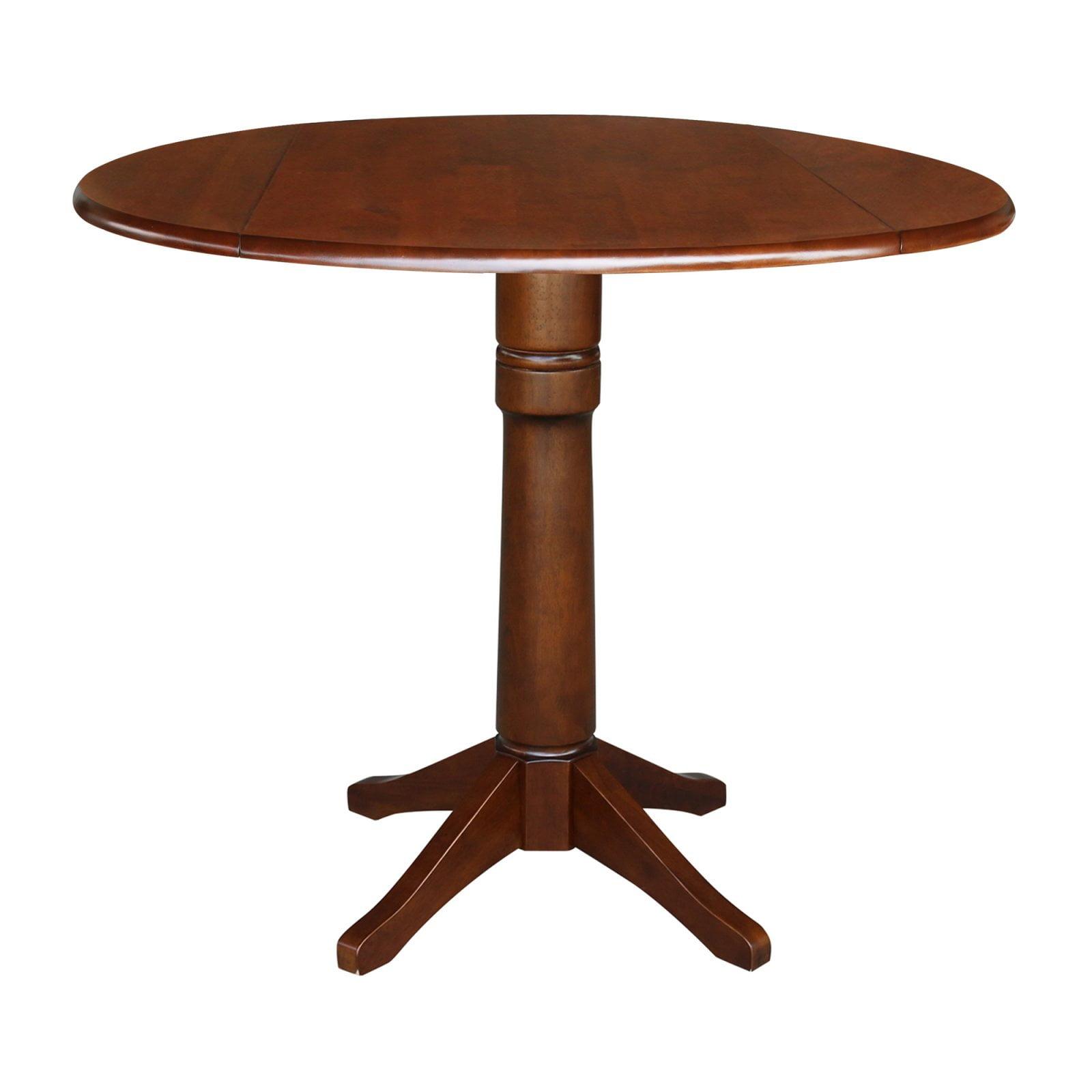 45" Round Extendable Wood Counter Height Table in Espresso