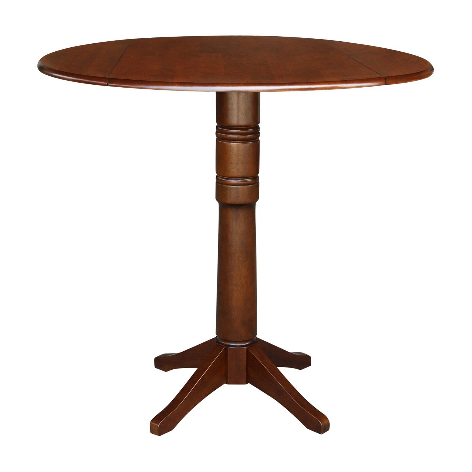 42" Espresso Round Extendable Wood Bar Height Table