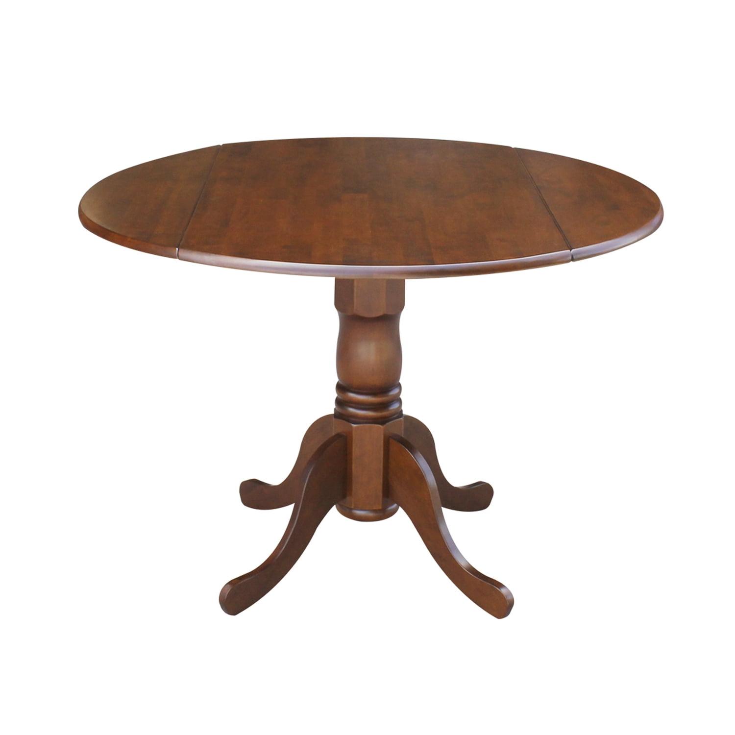 Cottage Charm Espresso 42" Round Wood Extendable Dining Table