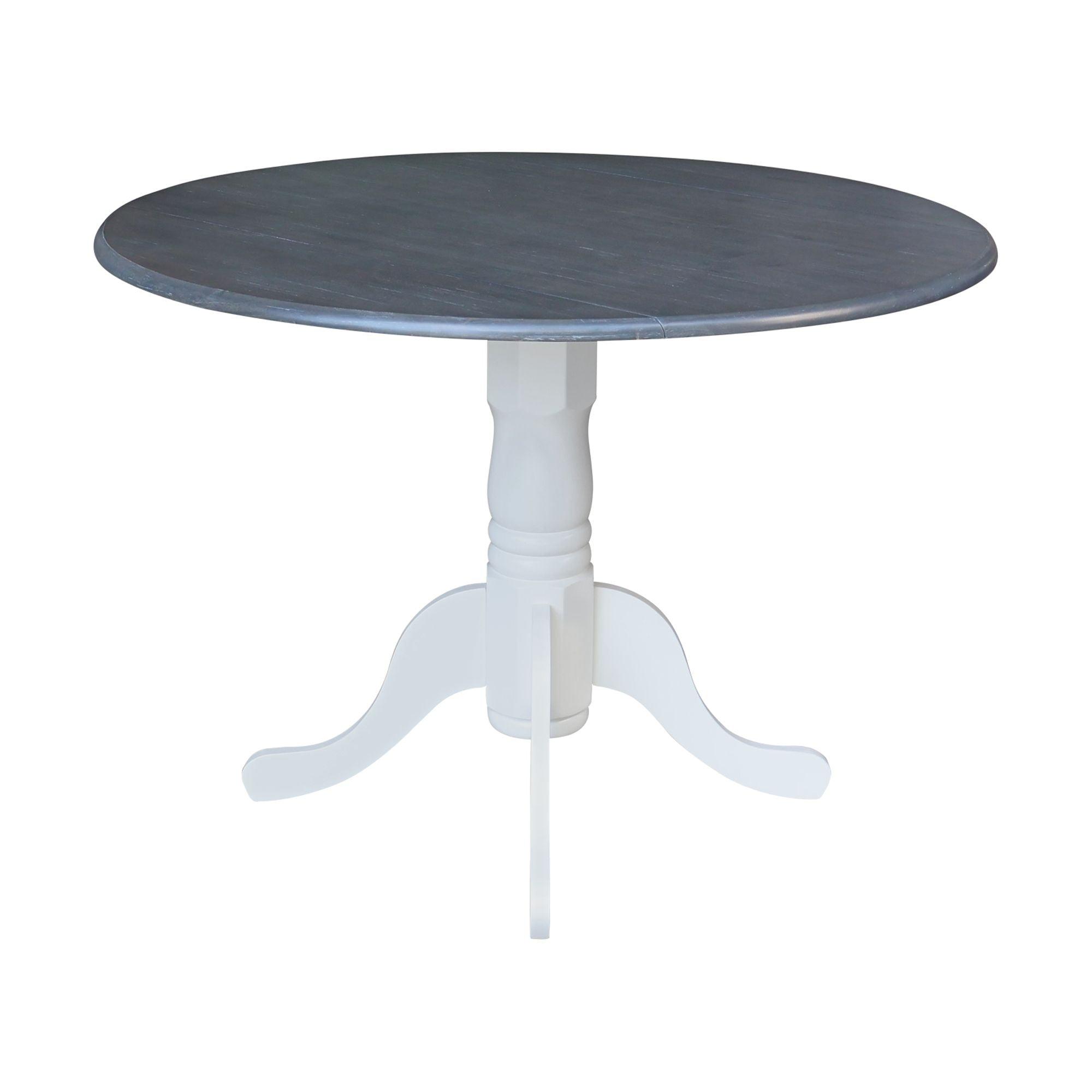 Heather Gray & White 42" Round Wood Extendable Dining Table