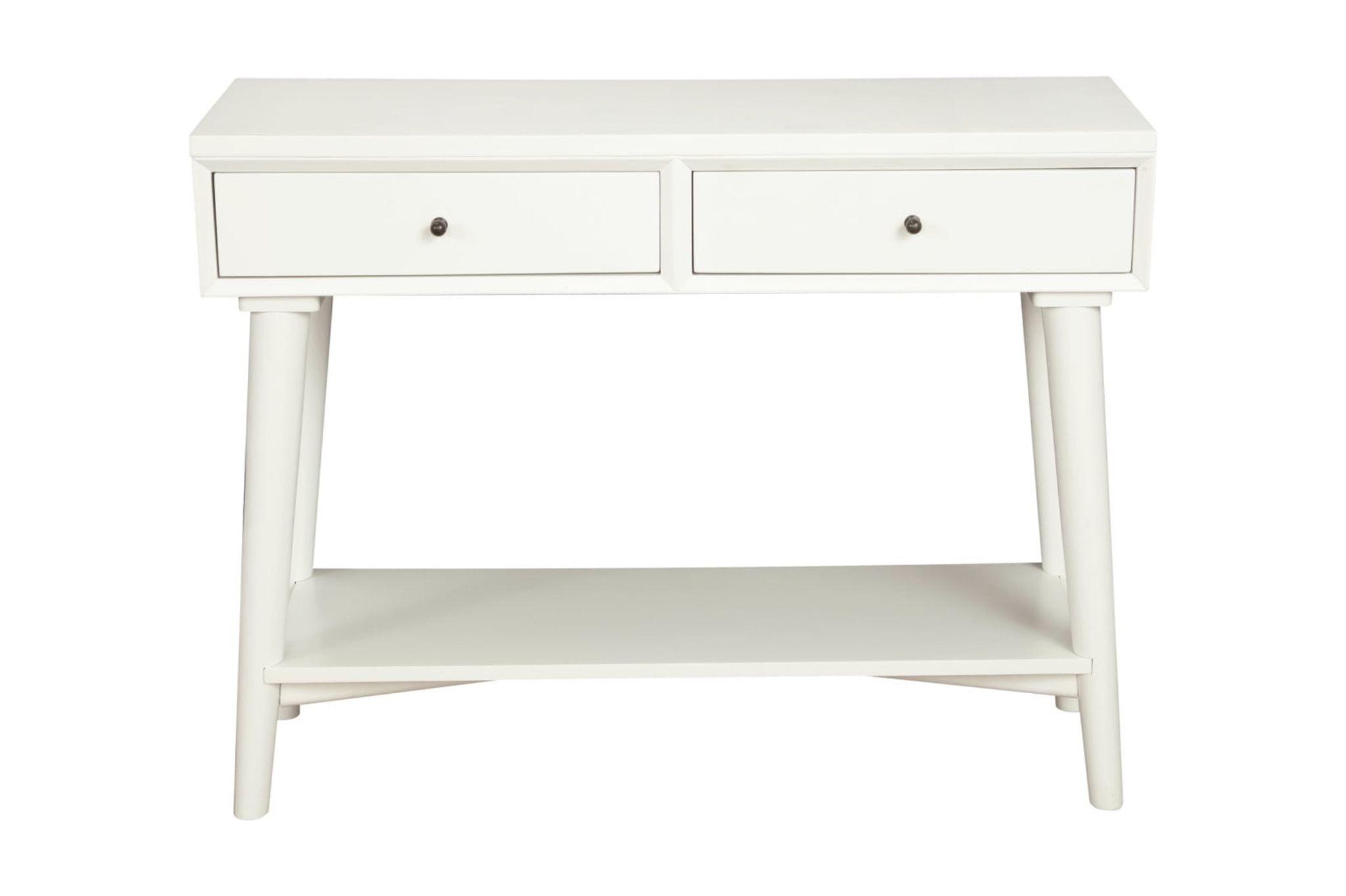 42" White Solid and Manufactured Wood Floor Shelf Console Table With Storage With Storage