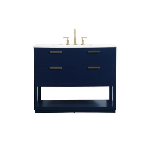 Elegant Decor Larkin 42" Solid Wood MDF Single Bathroom Vanity in Blue