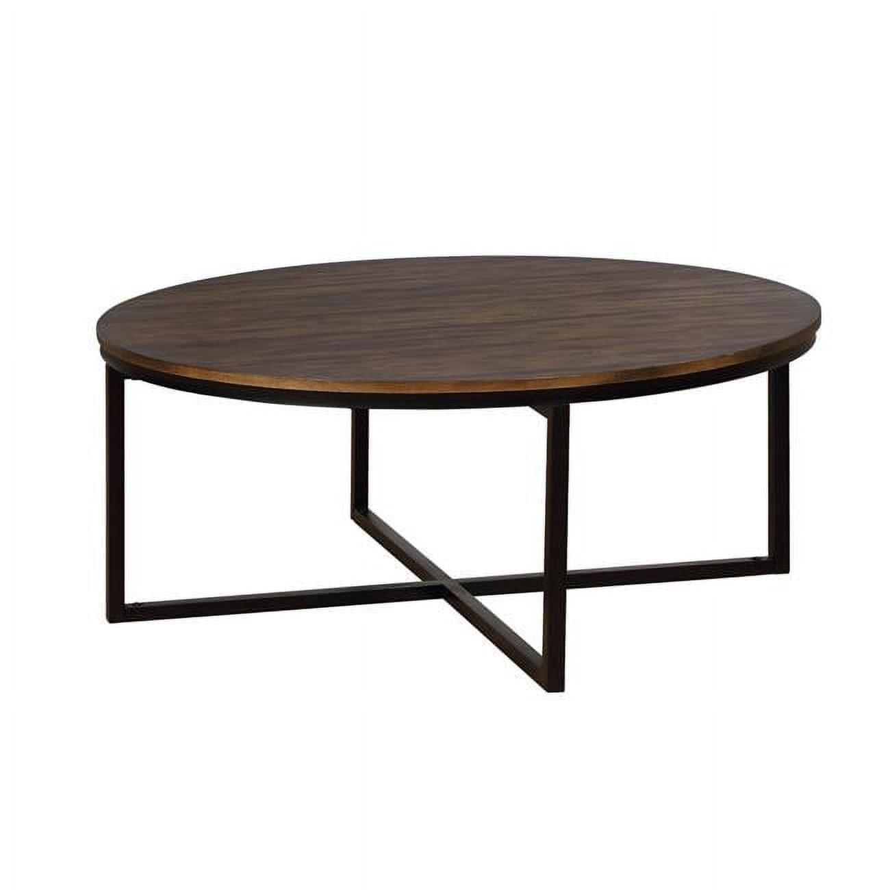 Espresso Acacia Wood & Metal 45" Round Nesting Coffee Table