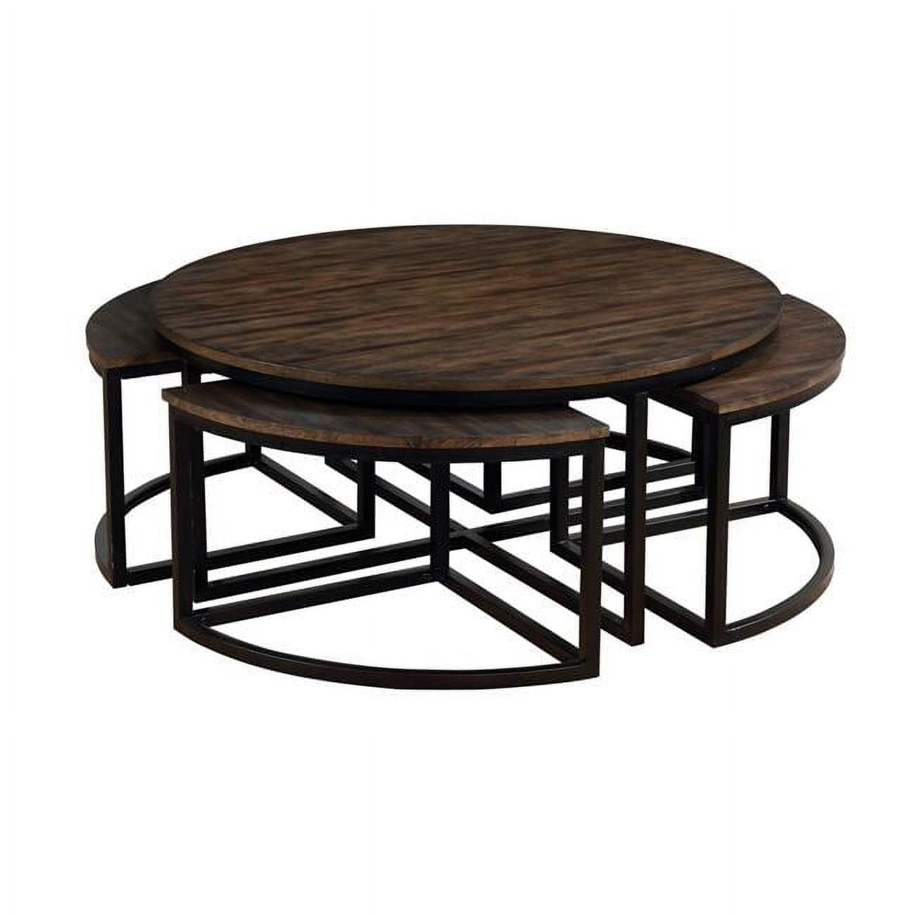 Espresso Acacia Wood & Metal 45" Round Nesting Coffee Table