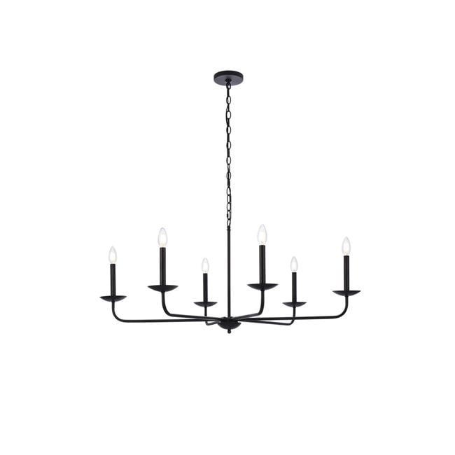 Elegant Cohen 42" Black Steel 6-Light Pendant