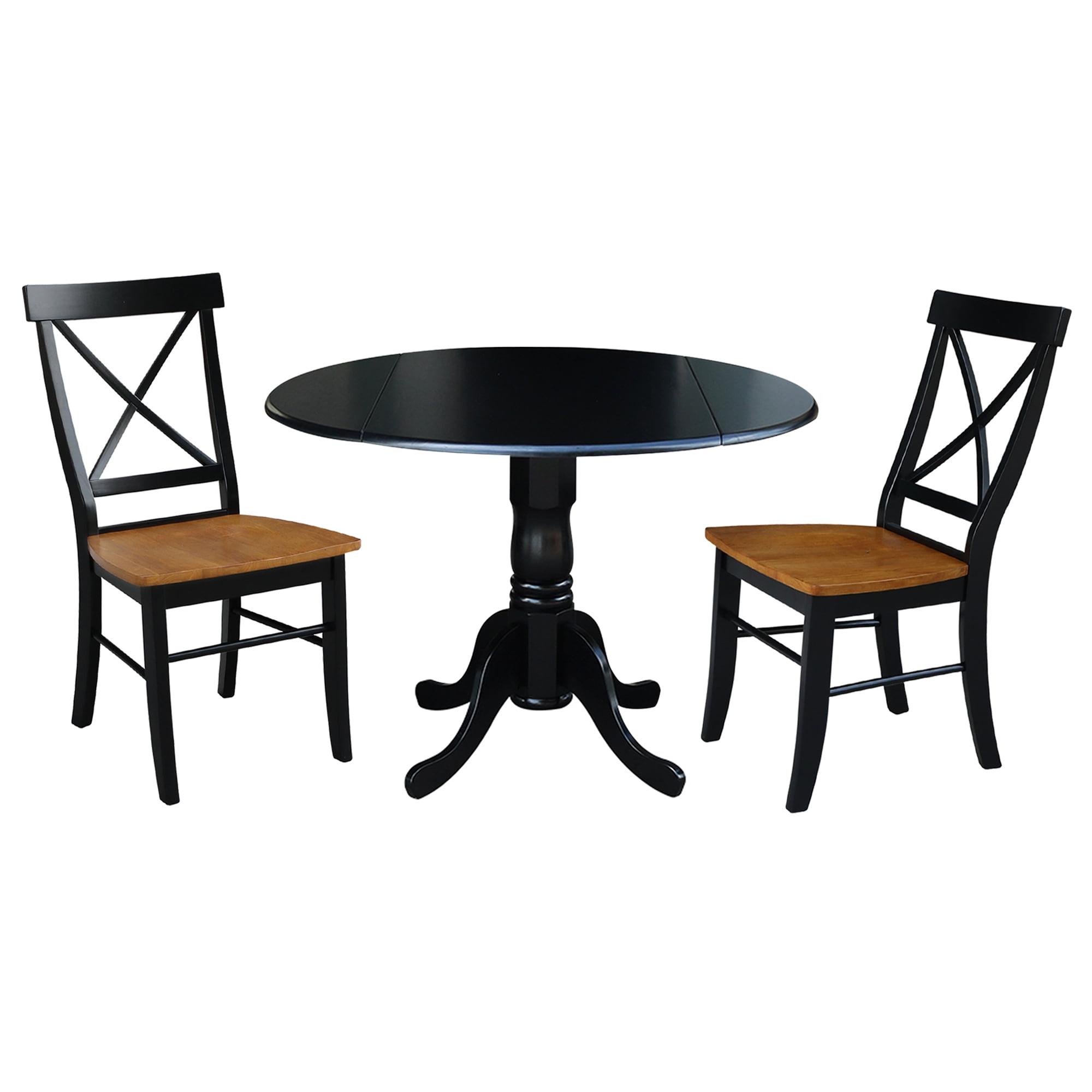 Black Dual Drop Leaf Dining Table with 4 Chairs