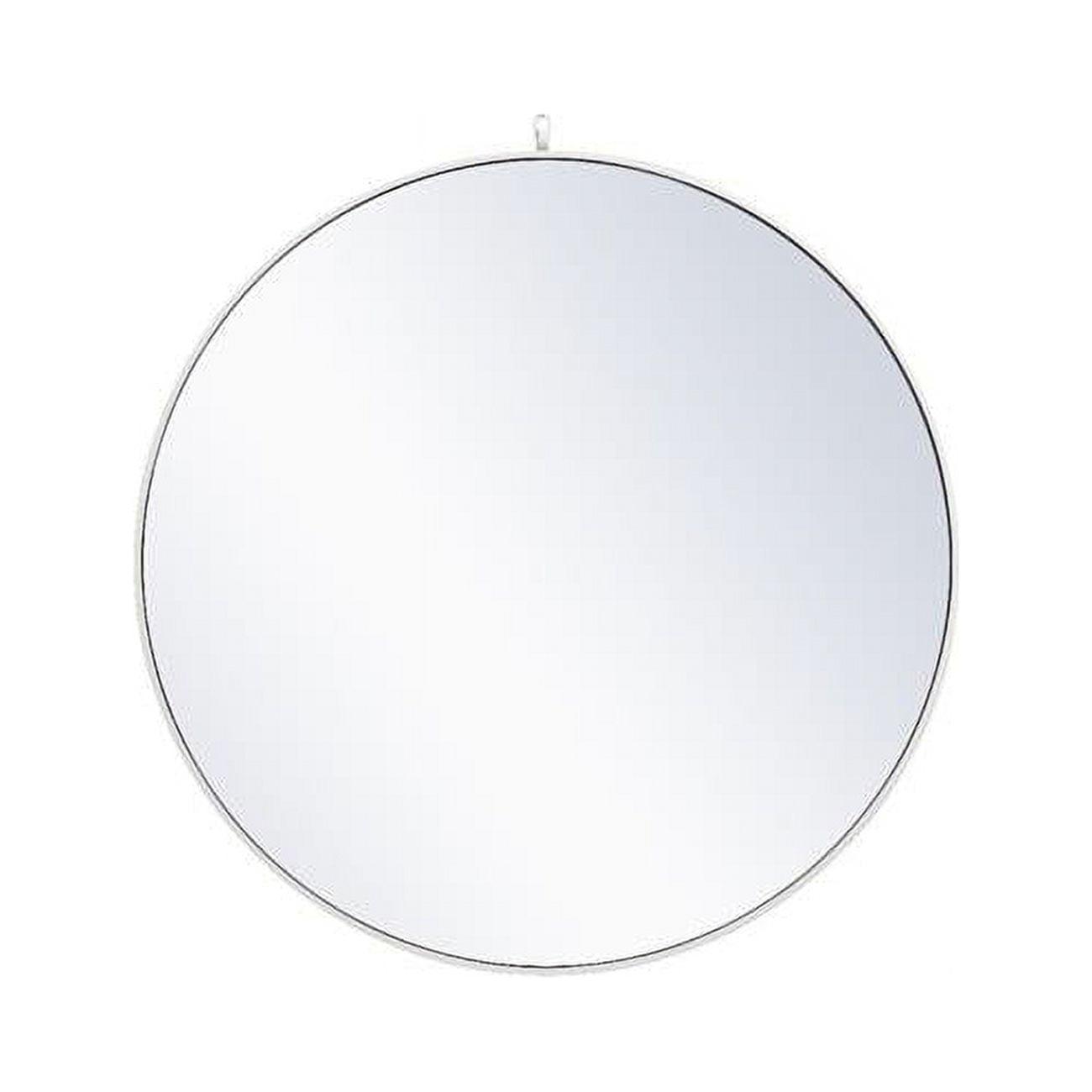 Elegant Lighting Metal frame round mirror with decorative hook 42 inch in White