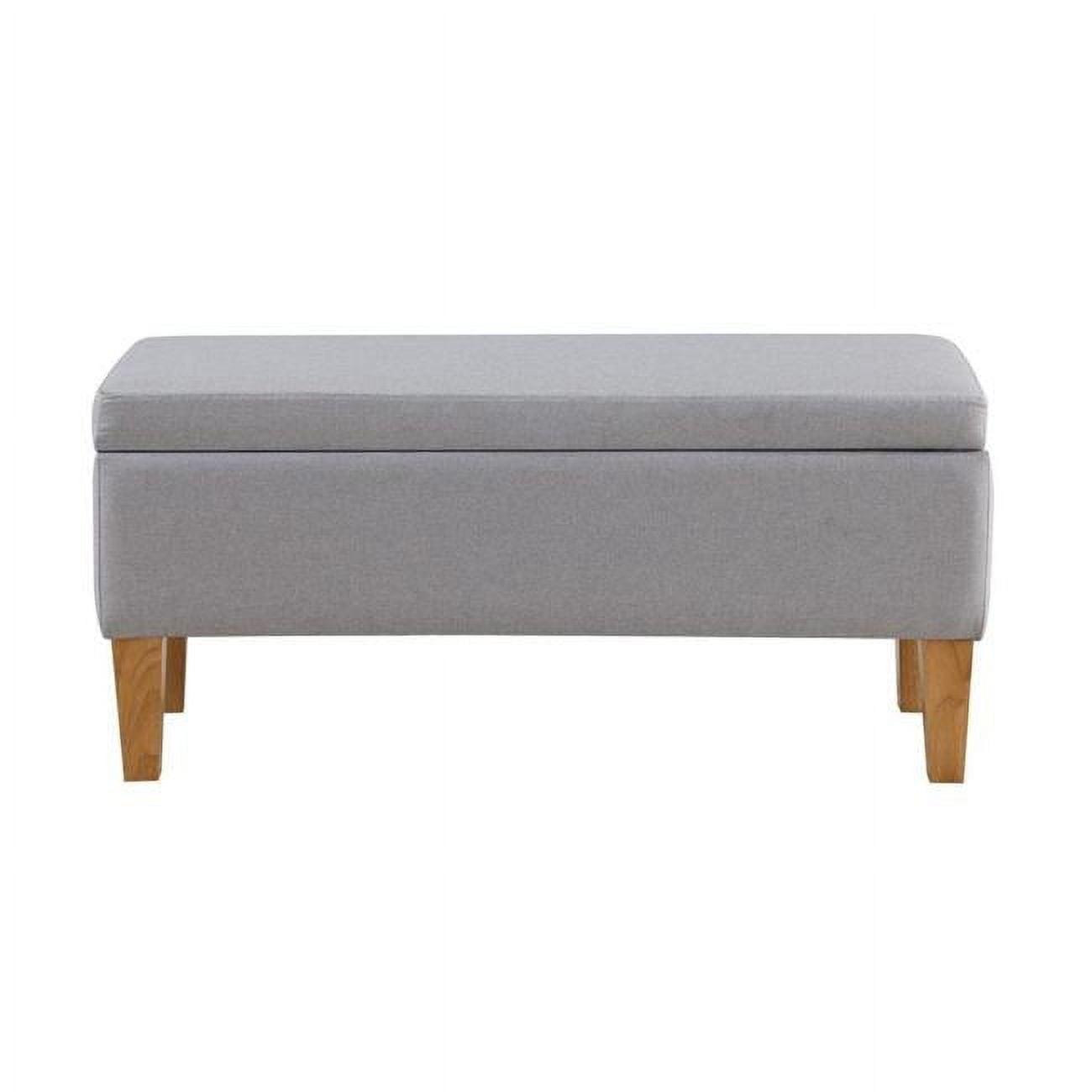 Mico 45" Gray Fabric Upholstered Storage Ottoman Bench