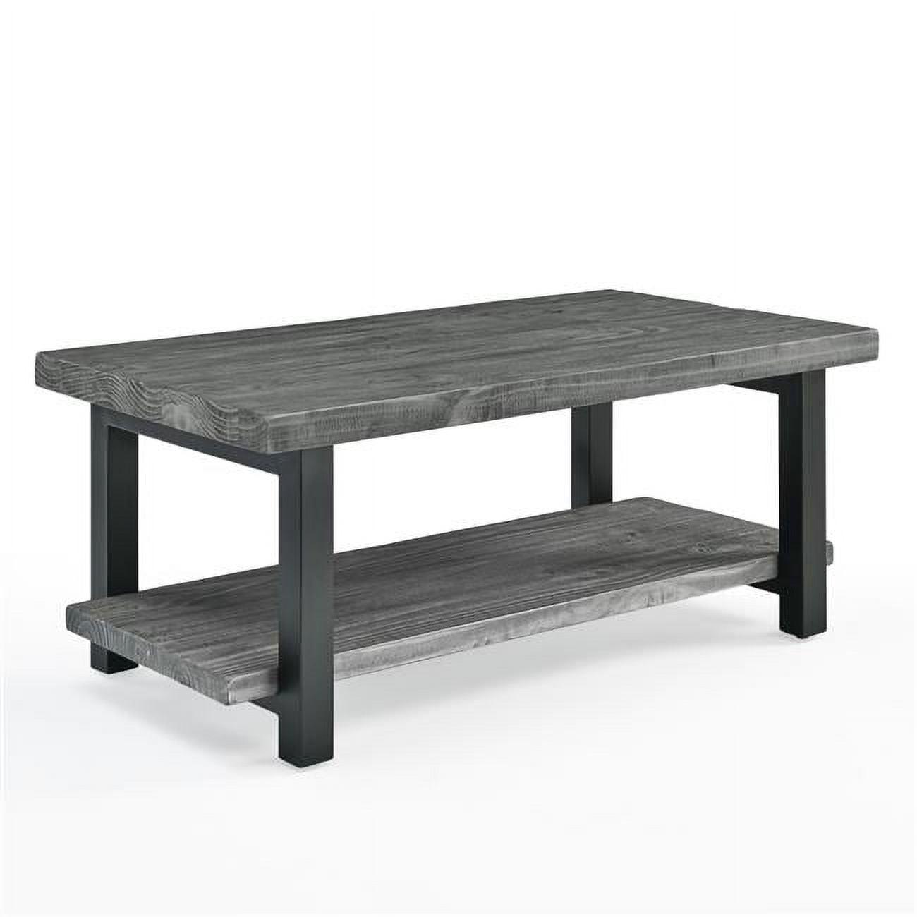 Pomona Slate Gray 47" Reclaimed Pine Wood and Metal Coffee Table