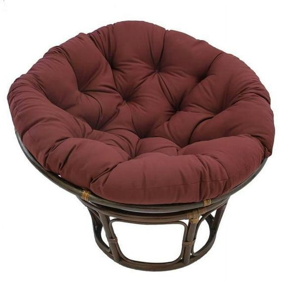 International Caravan 42" Rattan Papasan Chair with Solid Twill Cushion Burgundy: Stained Frame, Armless Design, 250lb Capacity
