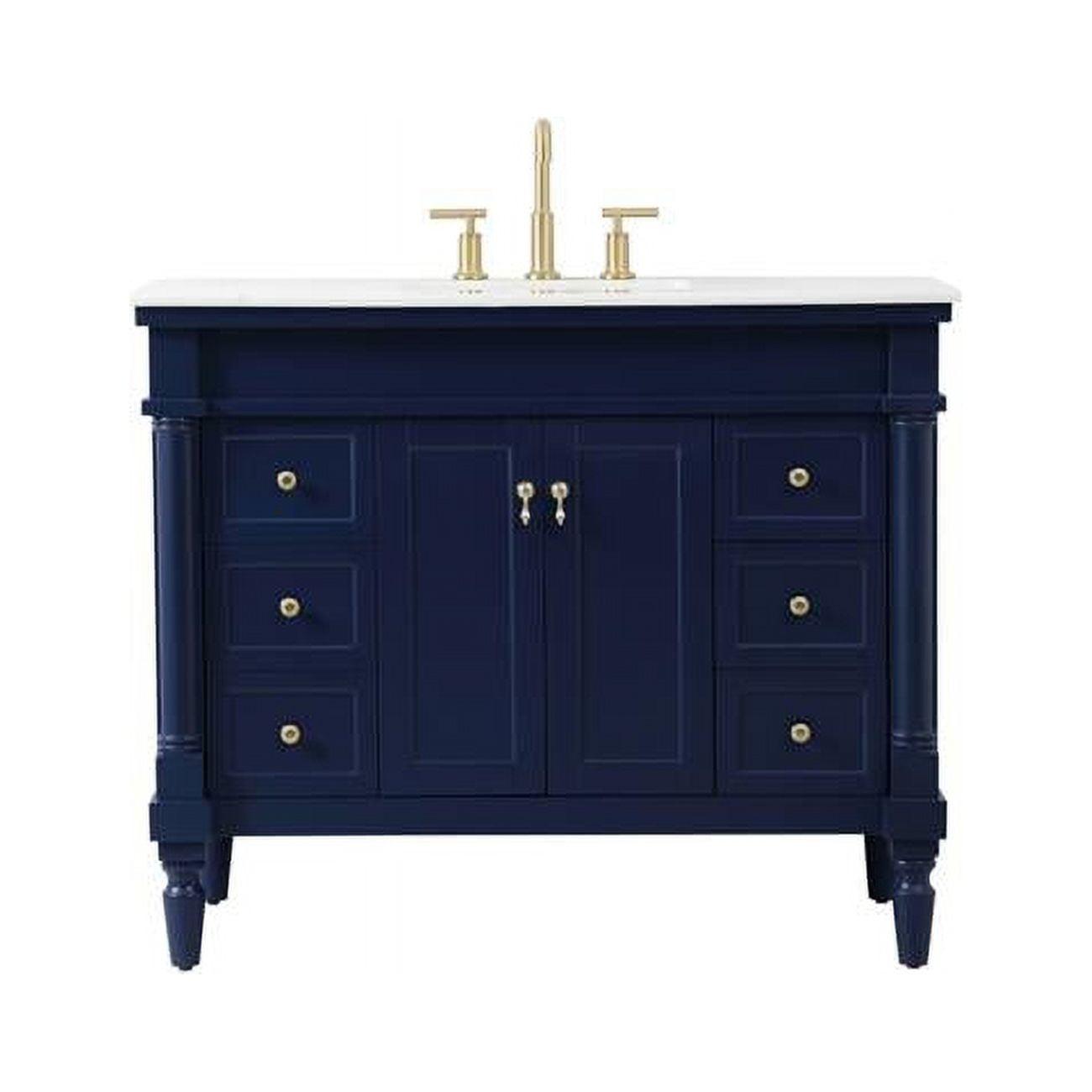 Elegant Decor Lexington 42" Solid Wood Single Bathroom Vanity in Blue