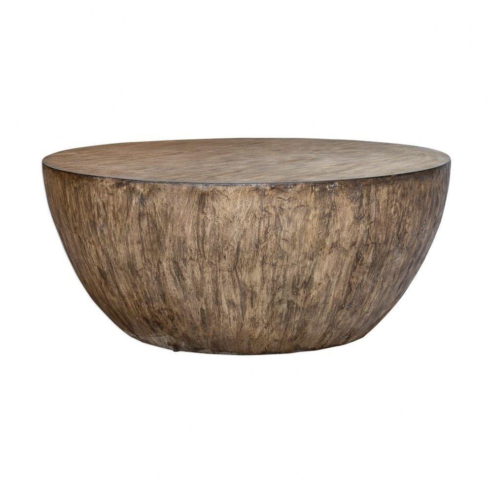 Round Dark Wood Mango Timber Cocktail Table