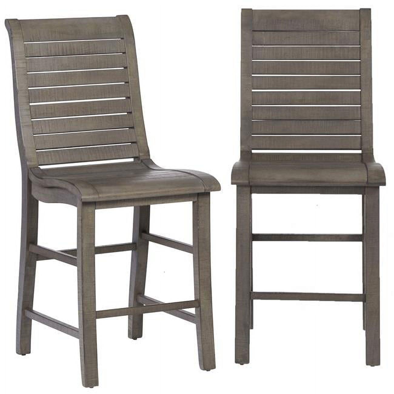 Rustic Distressed Dark Gray Wood Counter Stools - Set of 2