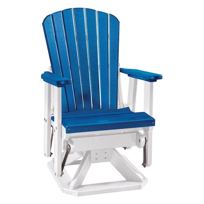 Seaside Blue & White High-Density Poly Resin Swivel Glider Chair