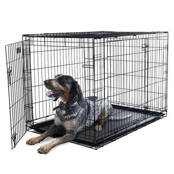 BestMassage 42 Inch Dog Crate Dog Cage Dog Kennel with Double Door Removable Tray & Handle Indoor Outdoor Pet Crate, Black