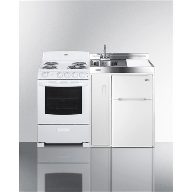 White All-In-One Kitchenette with Gas Range and Refrigerator