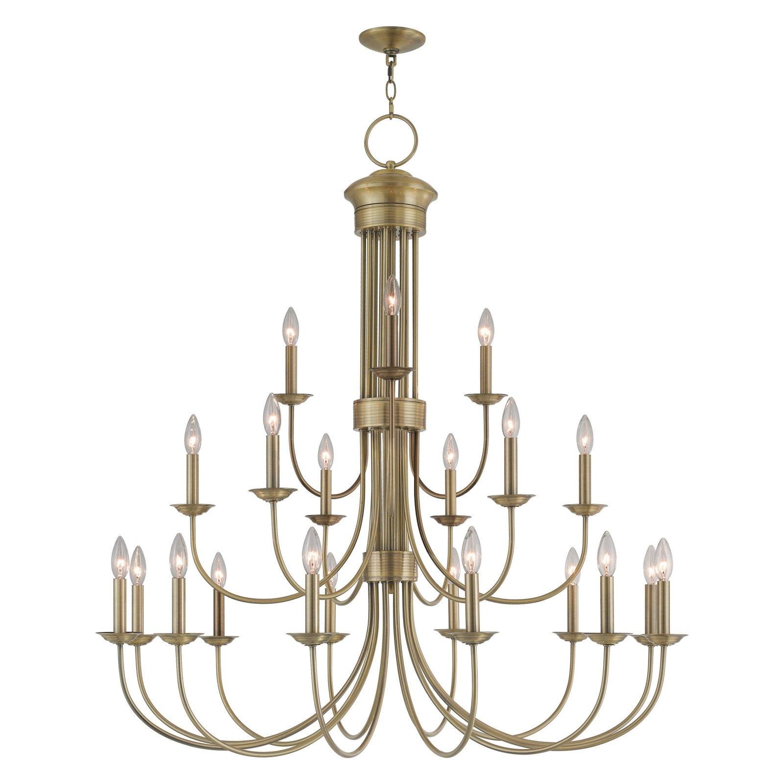 Estate Antique Brass Grand Chandelier with 21 Lights