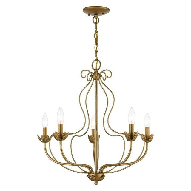 42905-48-Livex Lighting-Katarina - 5 Light Chandelier In Transitional Style-23 Inches Tall and 23 Inches Wide-Antique Gold Leaf Finish    -Traditional