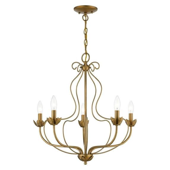 Livex Lighting Katarina 5 - Light Chandelier in  Antique Gold Leaf