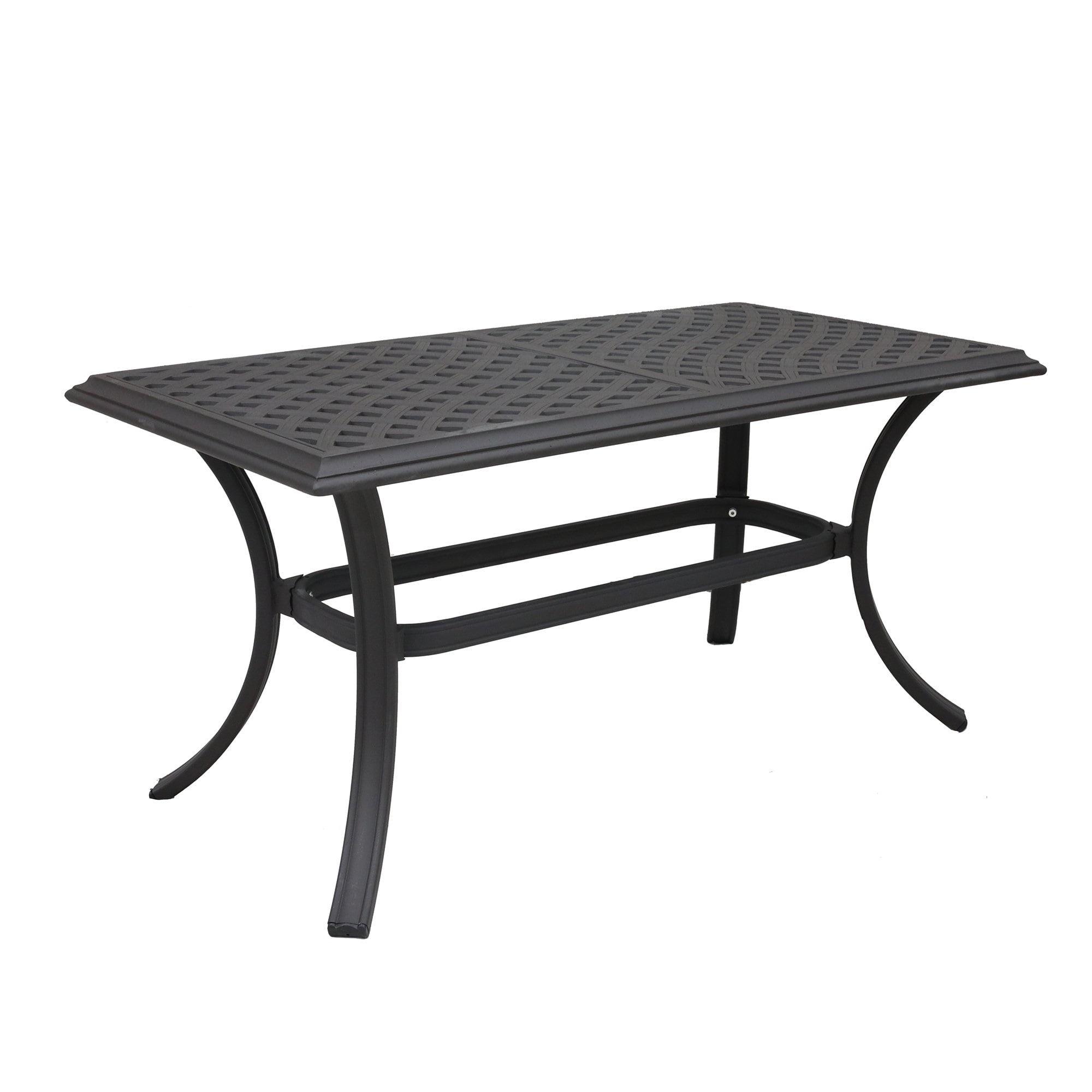 43 Inch Wynn Outdoor Patio Metal End Table, Pattern Top, Black- Saltoro Sherpi