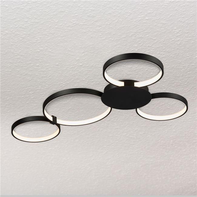 43 in. Capella Modern Multi-Ring LED Ceiling Light Fixture in Black