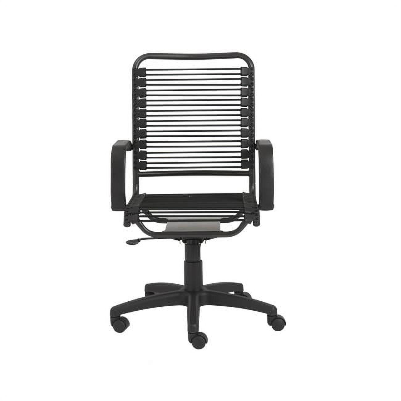 Industrial Black High-Back Bungee Swivel Office Chair with Metal Base