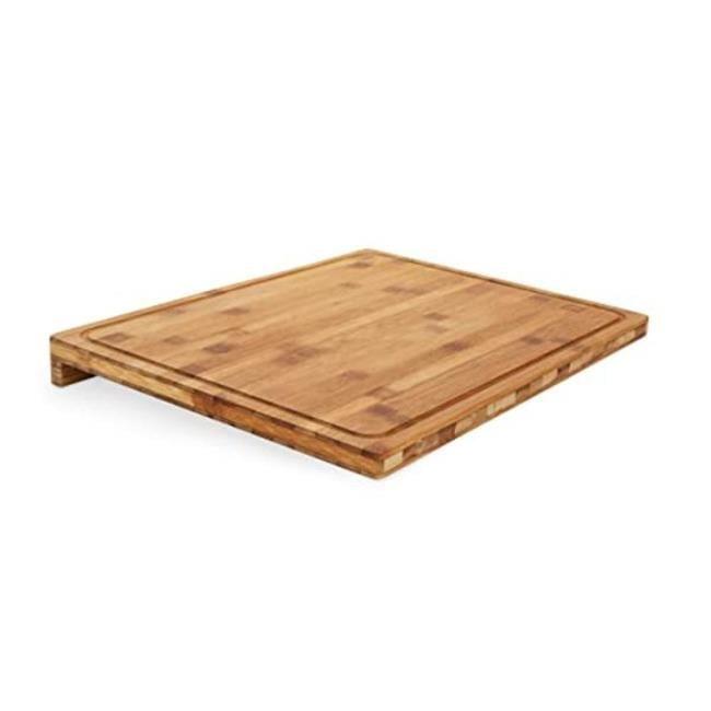 Camco Camper/RV Bamboo Cutting Board | Features Built-In Counter Edge & Juice Groove | Measures 18-inches x 14-inches x 1-3/4-inches (43545)