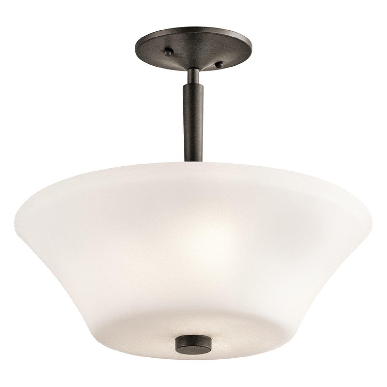 Olde Bronze Aubrey 3-Light Semi-Flush Mount with Satin Etched Glass