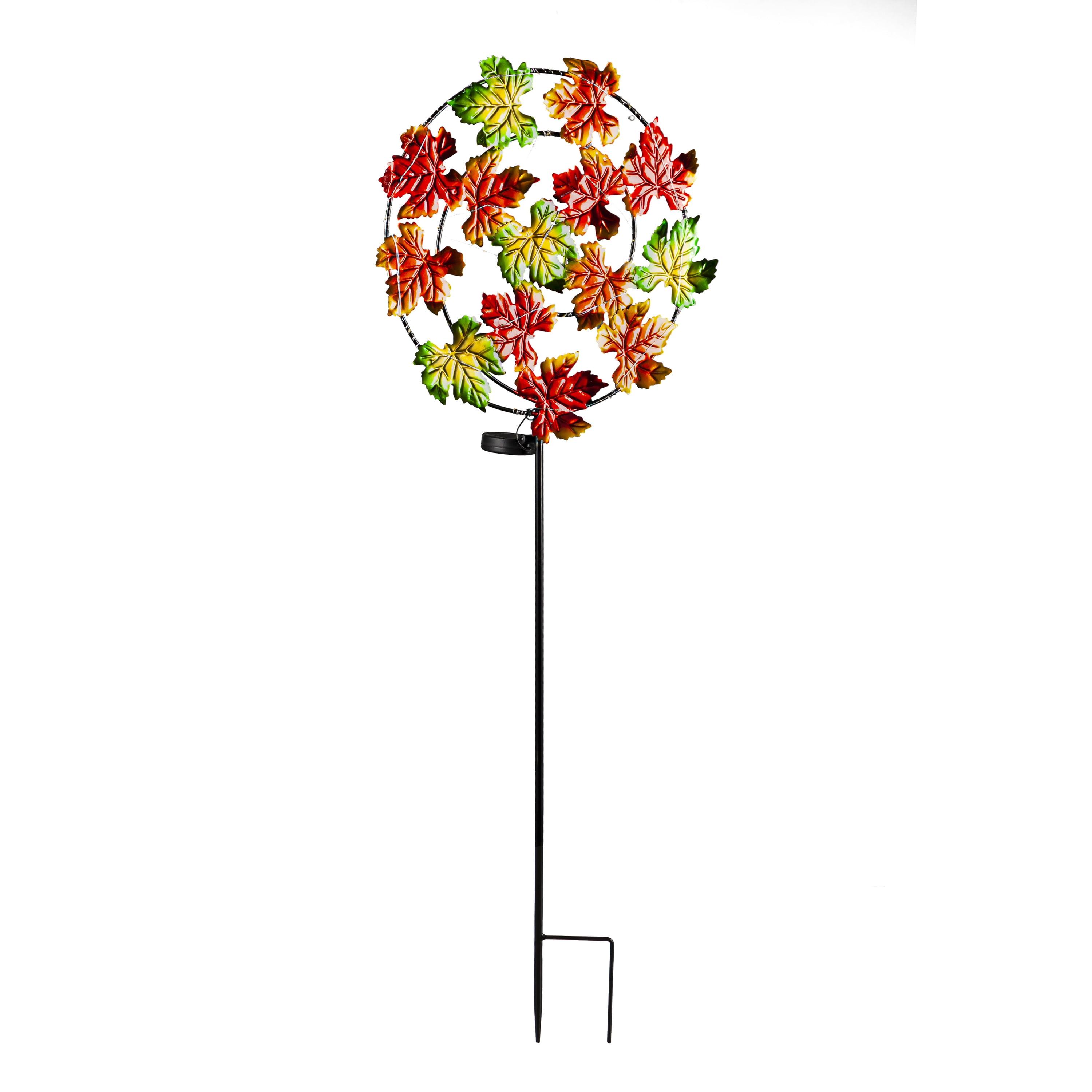 44" Solar Garden Stake with Chasing Light Maple Leaves