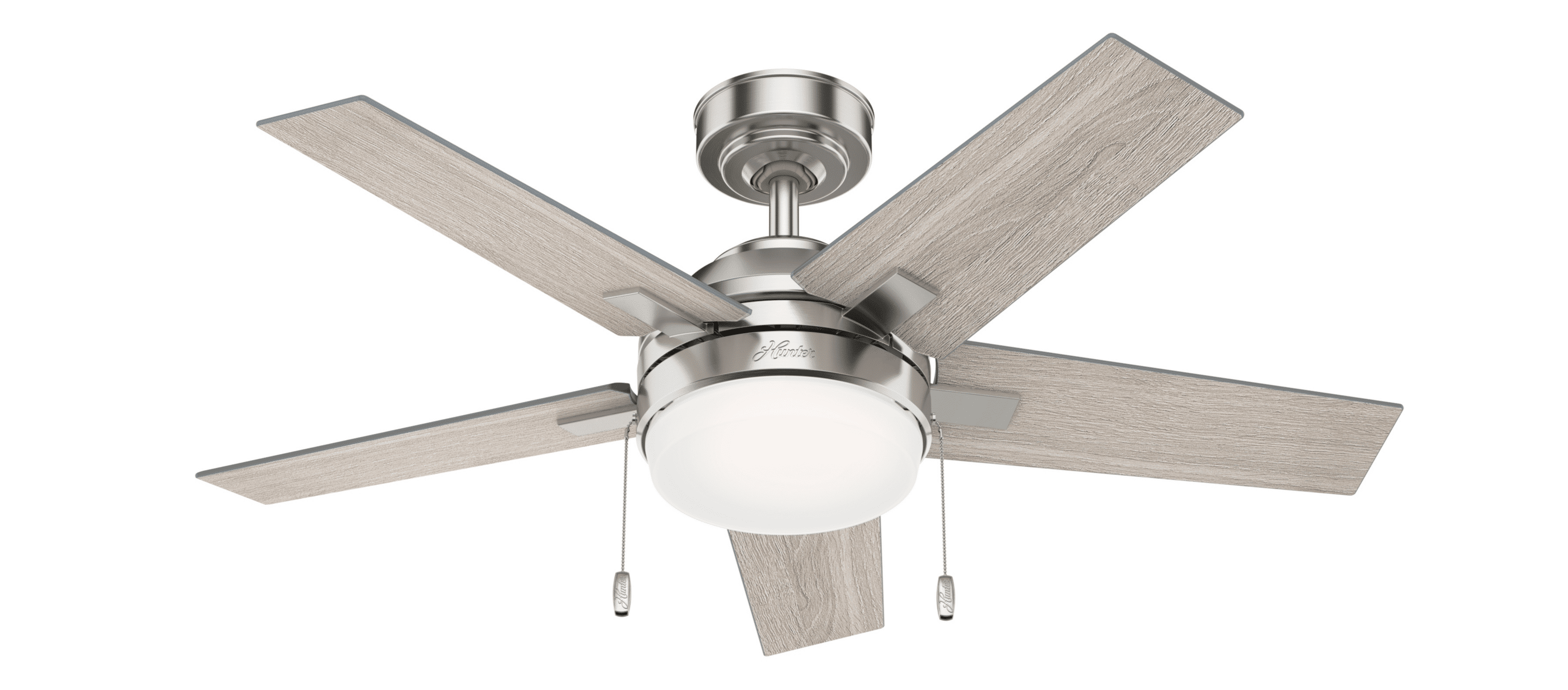 Hunter 44" Brushed Nickel Ceiling Fan with Light Gray Oak Blades