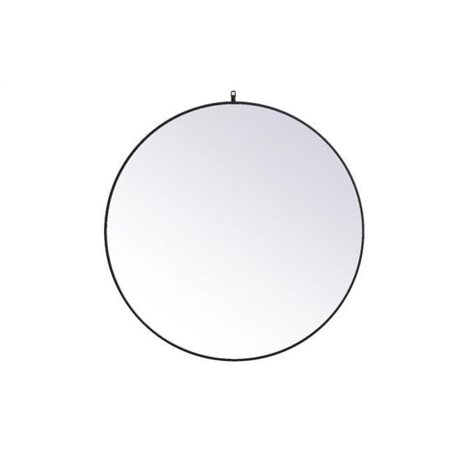 Elegant Lighting Metal frame round mirror with decorative hook 45 inch in Black