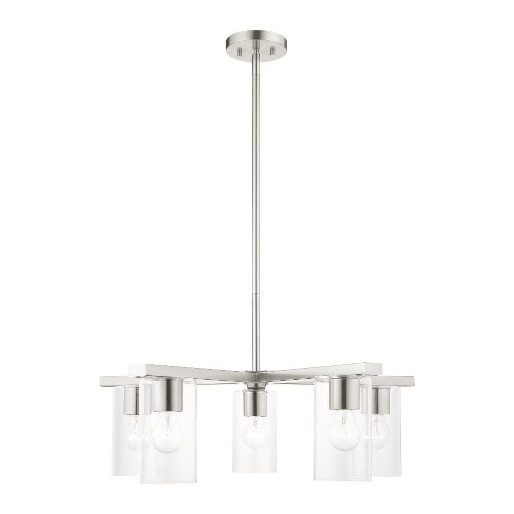 Zurich 26" Brushed Nickel and Crystal 5-Light Chandelier